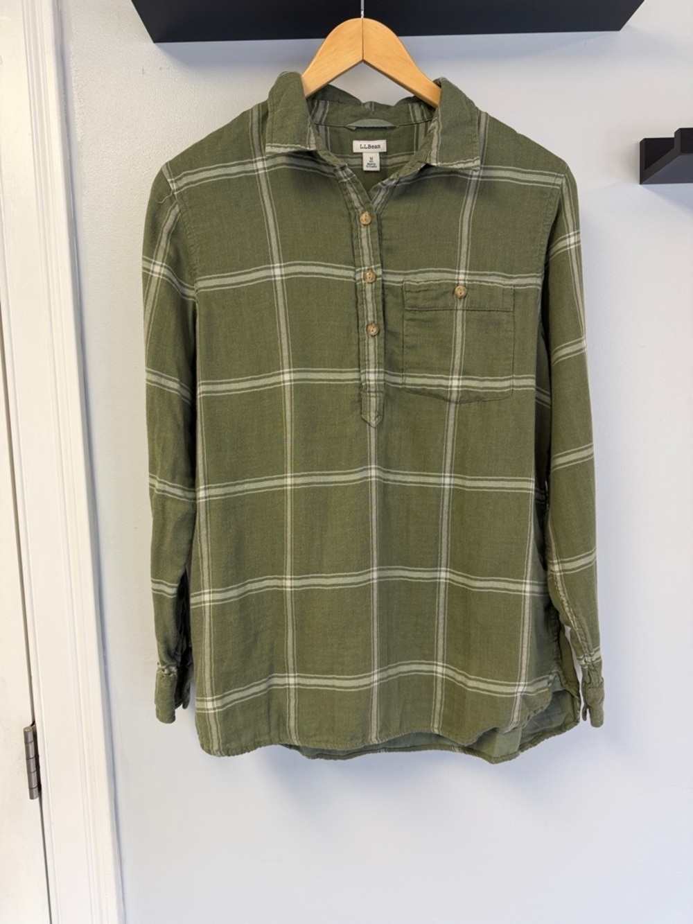 L.L. Bean Lightweight Half Button Flannel Shirt